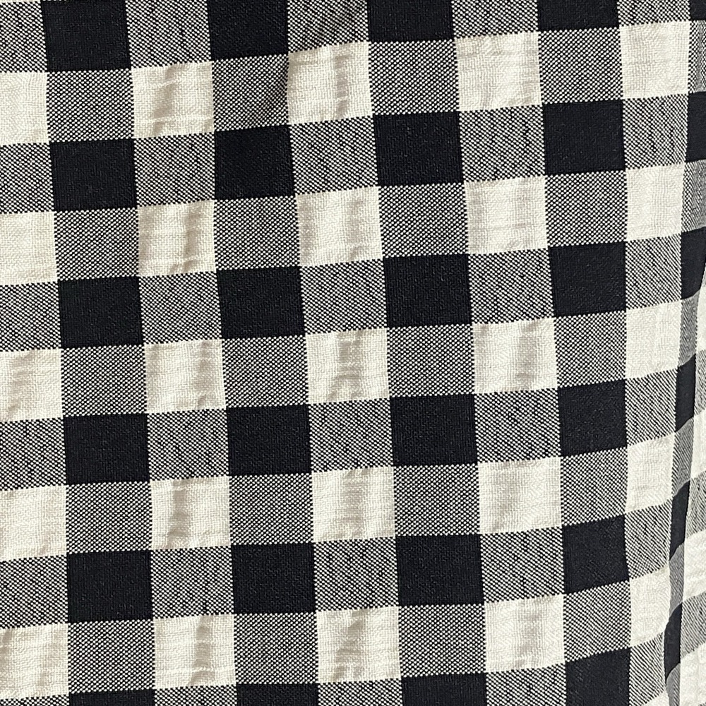 H&M DIVIDED Top Womens Medium Black White Gingham Ruffle Crop Blouse Cottage M - Picture 8 of 16